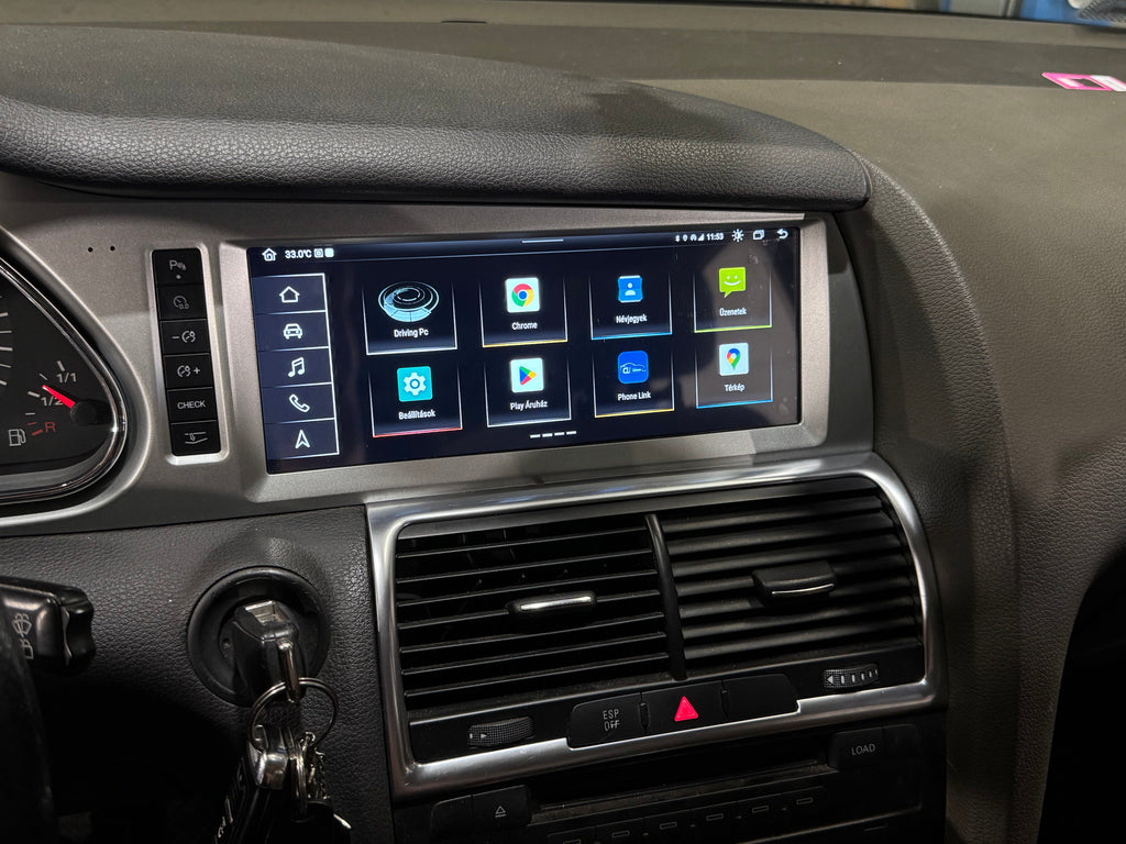 Audi Q7 autórádió csere érintőkijelzővel és bluetooth funkcióval – 10 inch