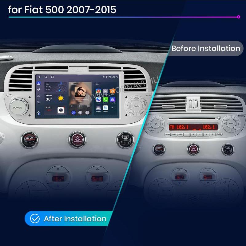 Fiat, Abarth 500 2007 - 2015 Bézs 7" Android Multimédia fejegység - TopNAVI