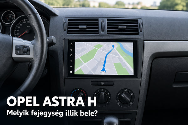 9 colos Android fejegység egy kombi autó műszerfalán, a kijelzőn általános térképnézet – illusztráció
