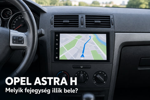 9 colos Android fejegység egy kombi autó műszerfalán, a kijelzőn általános térképnézet – illusztráció