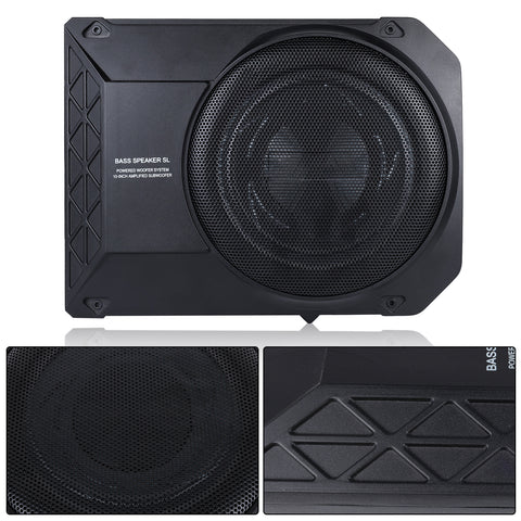 Aktív autós mélynyomó - Ülés alá építhető kompakt Subwoofer beépített erősítővel és basszusvezérlővel (12V) – másik nézet