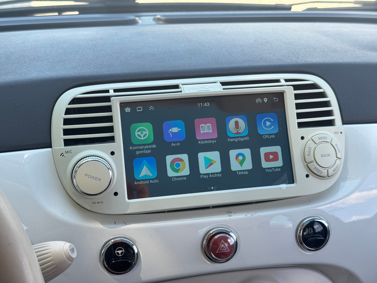 Fiat, Abarth 500 2007-2015 Bézs 7" Android multimédia autórádió érintőkijelzős fejegység