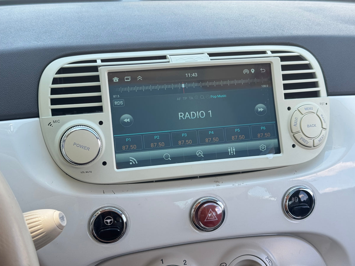 Fiat, Abarth 500 2007-2015 Bézs 7" Android multimédia autórádió érintőkijelzős fejegység