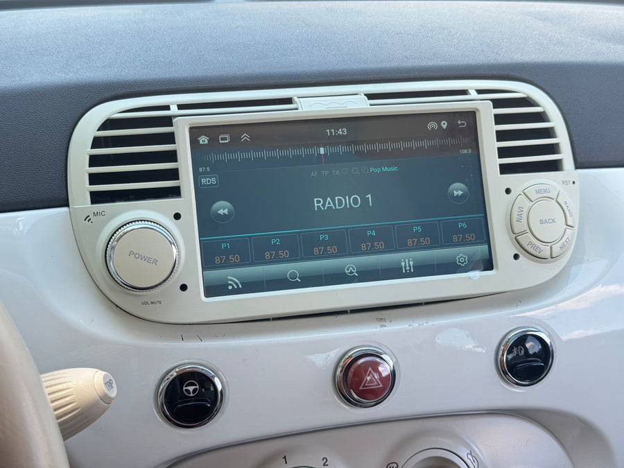 Fiat, Abarth 500 2007-2015 Bézs 7" Android multimédia autórádió érintőkijelzős fejegység