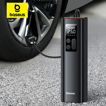 Baseus Mini autós kompresszor 12 V – 150 PSI, digitális nyomásbeállítás, LED-lámpa