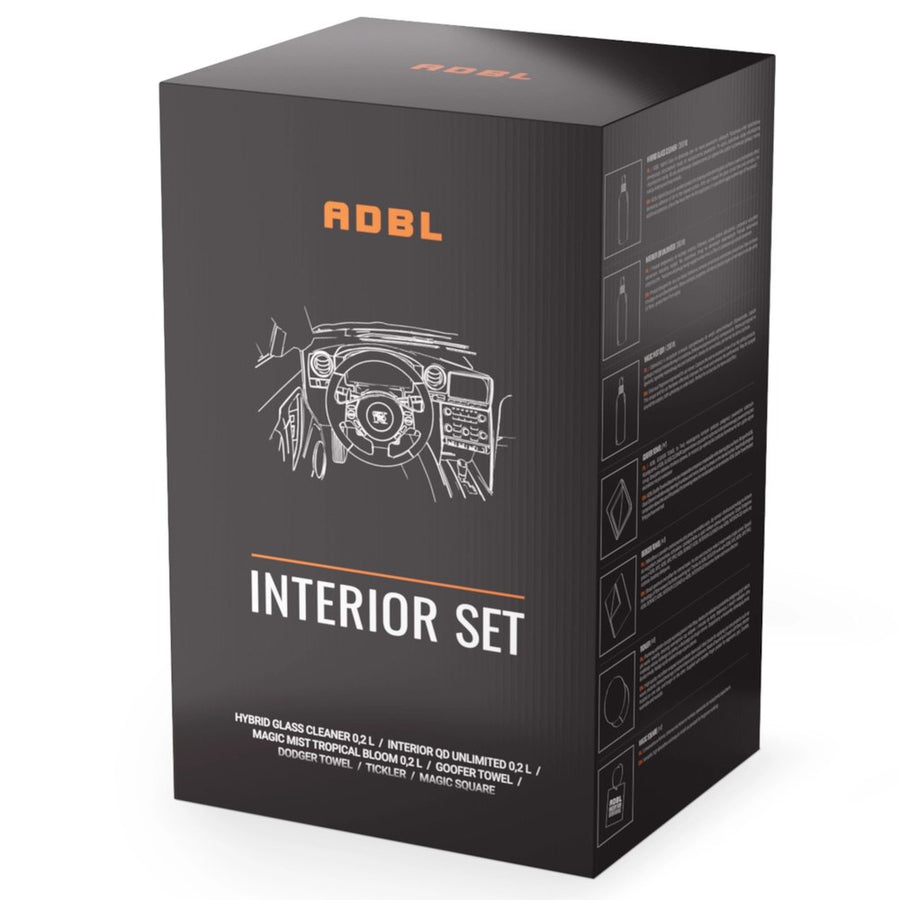 ADBL Interior Set ajándékdoboz a szett tartalmának felsorolásával