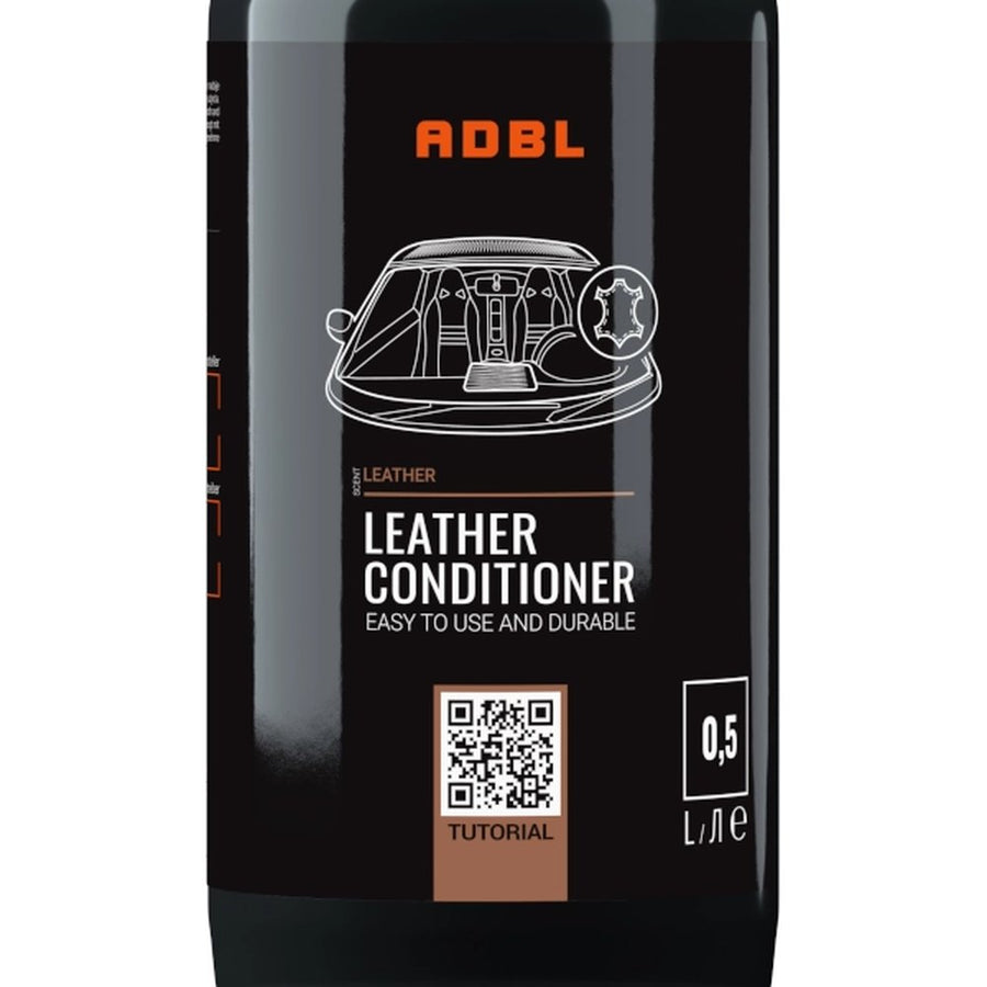 ADBL Leather Conditioner bőrápoló 0,5 L flakon címkéje közelről