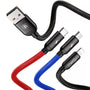 Baseus Three Primary Colors 3 az 1-ben töltőkábel – USB-C, Lightning, micro USB, 0,3 m — kép 2