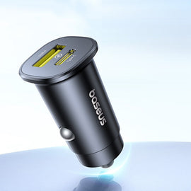 Baseus GoTrip DP1 30W autós töltő fekete színben, USB-A és USB-C porttal