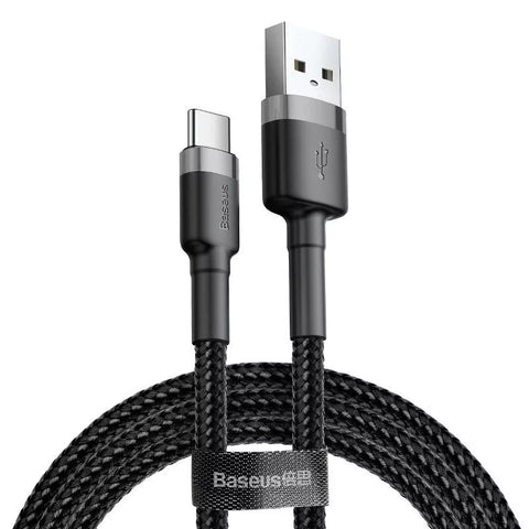 Baseus Cafule USB-A – USB-C kábel fekete-szürke, fonott