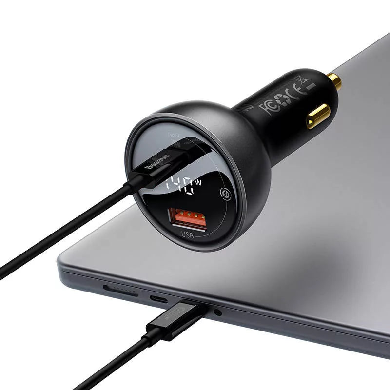 Baseus Superme autós töltő laptop töltése közben USB-C kábellel