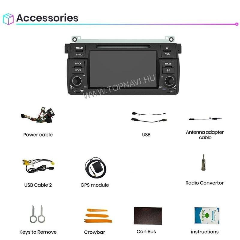 Android rendszerű autórádió USB csatlakozással BMW E46 típushoz – 7 inch  
