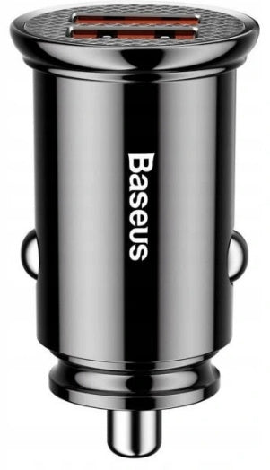 Baseus 2×USB autós töltő 30 W szemből, a két porttal