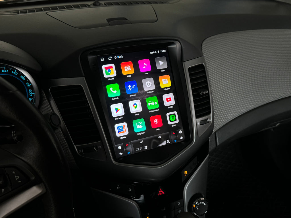 Chevrolet Cruze 2008 - 2014 9.7" Tesla Style Android Multimédia fejegység autórádió, hifi, rádió és fejegység nagy kijelzővel, CarPlay, Android autó, Wifi és Bluetooth támogatással,