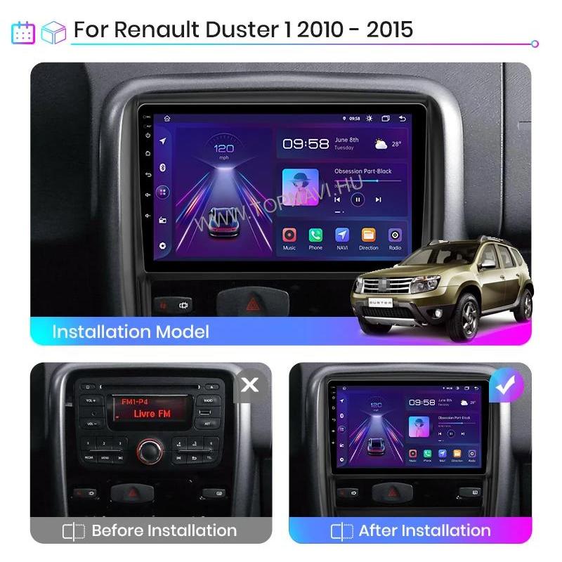 Dacia Duster 2010 - 2015 9" Android Multimédia fejegység - TopNAVI