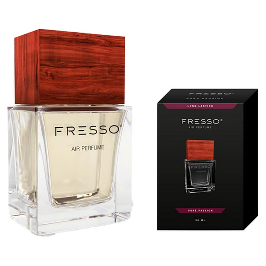 Fresso Pure Passion autóparfüm 50 ml üvegpalack fa kupakkal, dobozzal