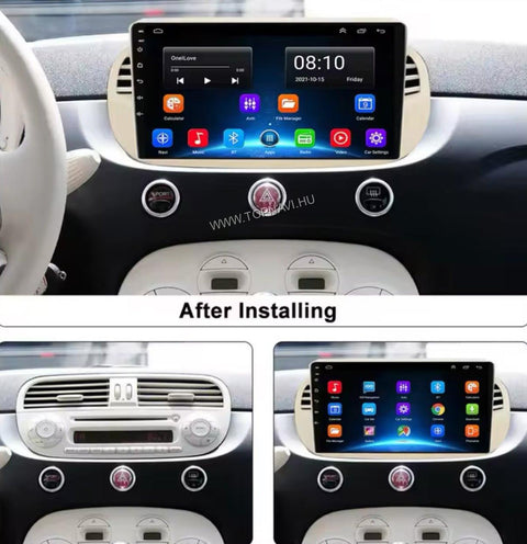 fiat 500 bézs bluetooth wifi érintőkijelzős fejegység 9 inch