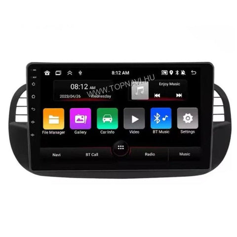 Fiat, Abarth 500 2007 - 2016 9" Fekete Android Multimédia fejegység - TopNAVI