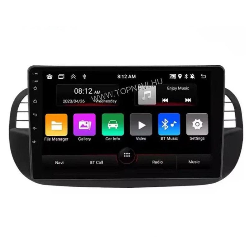 Fiat, Abarth 500 2007 - 2016 9" Fekete Android Multimédia fejegység - TopNAVI