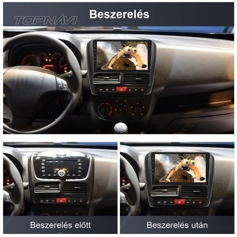Fiat Doblo 2010- 2015, Opel Combo D 2011- 2018 9" Android multimédia autórádió érintőkijelzős fejegység – másik nézet