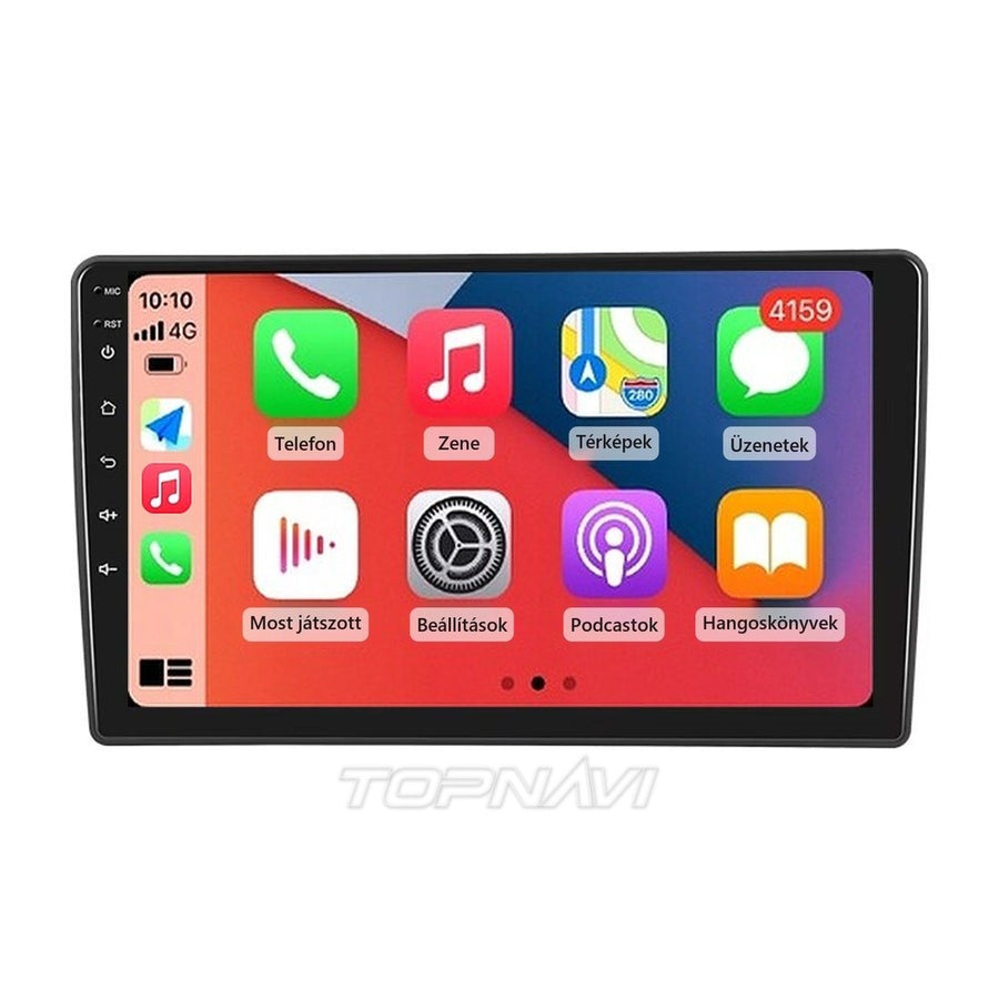 Fiat Tipo, Egea 9" Android multimédia fejegység beépítőkerettel, gyári beépített rádiós autókhoz, Apple CarPlay képernyővel - TOPNAVI