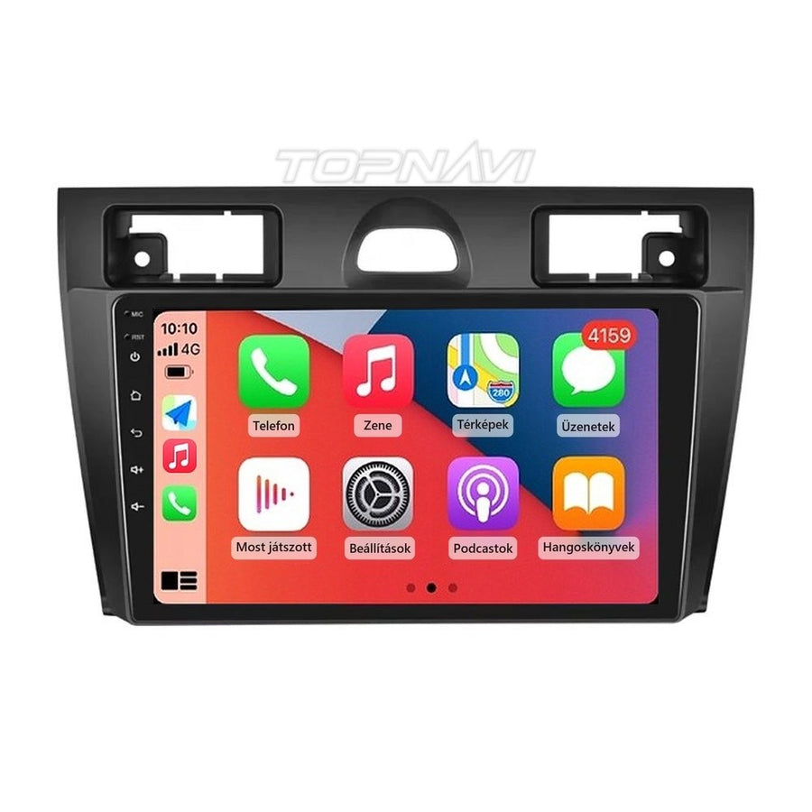 Ford Fiesta MK6 2006–2008 9" Android multimédia fejegység beépítőkerettel, Apple CarPlay képernyővel - TOPNAVI