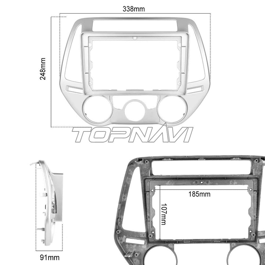 Hyundai i20 2012–2014 beépítőkeret méretei - TOPNAVI