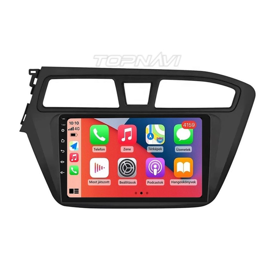 Hyundai i20 2014–2017 9" Android multimédia fejegység beépítőkerettel, Apple CarPlay képernyővel - TOPNAVI