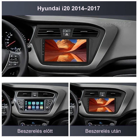 Hyundai i20 2014- 2017 9" Android multimédia autórádió érintőkijelzős fejegység – másik nézet