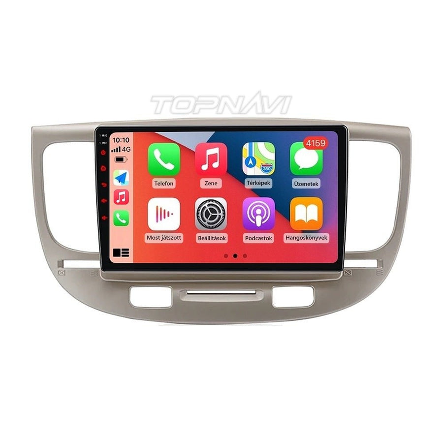 Kia Rio 2 2005–2011 9" Android multimédia fejegység ezüst beépítőkerettel, Apple CarPlay képernyővel - TOPNAVI