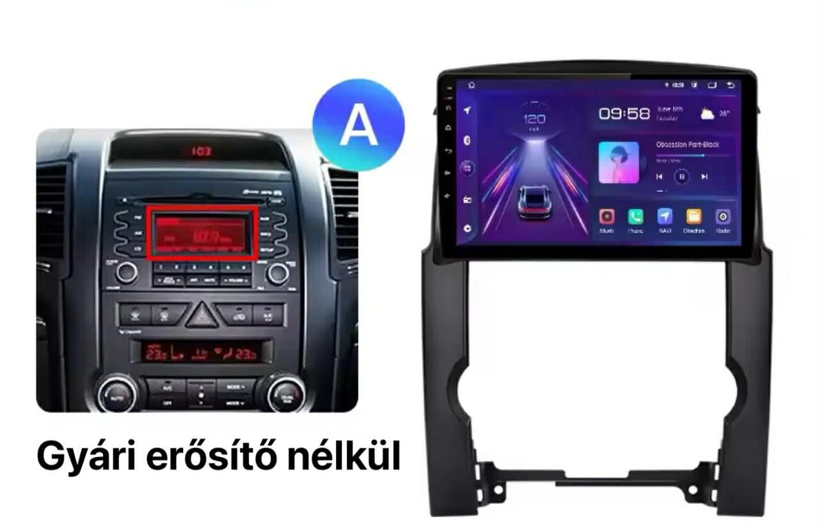 Kia Sorento 2 2009 - 2012 10.1" Android Multimédia fejegység autórádió, hifi, rádió és fejegység nagy kijelzővel, CarPlay, Android autó, Wifi és Bluetooth támogatással,