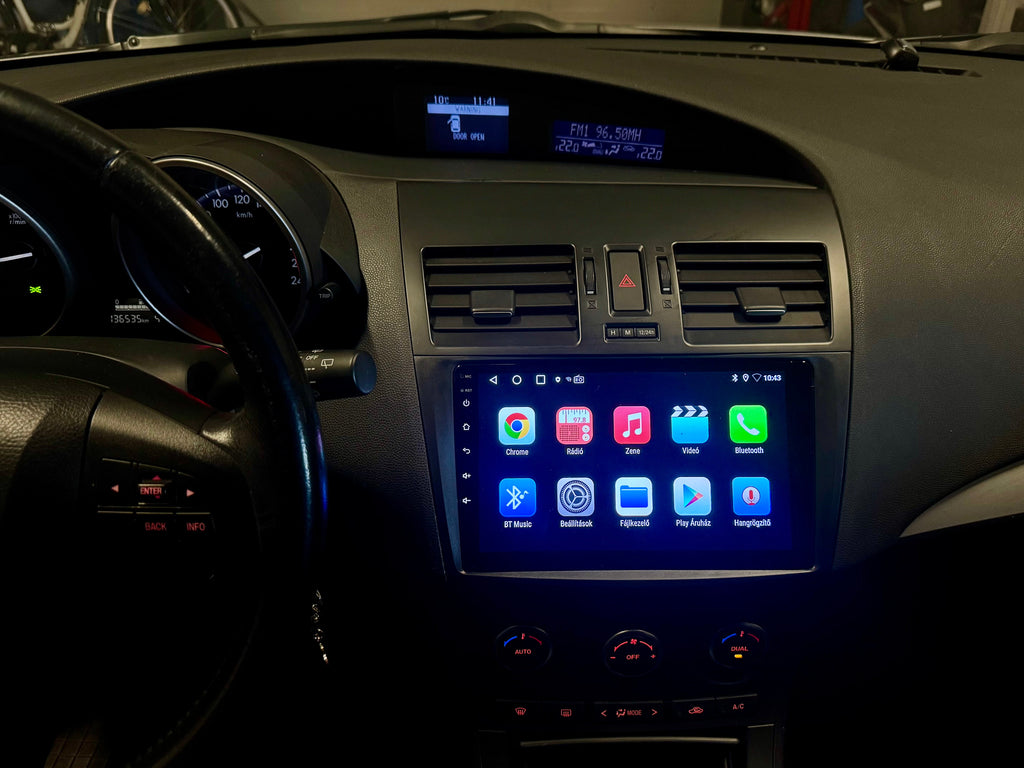 Mazda 3 II 2009 - 2013 9" Android Multimédia fejegység autórádió, hifi, rádió és fejegység nagy kijelzővel, CarPlay, Android autó, Wifi és Bluetooth támogatással,
