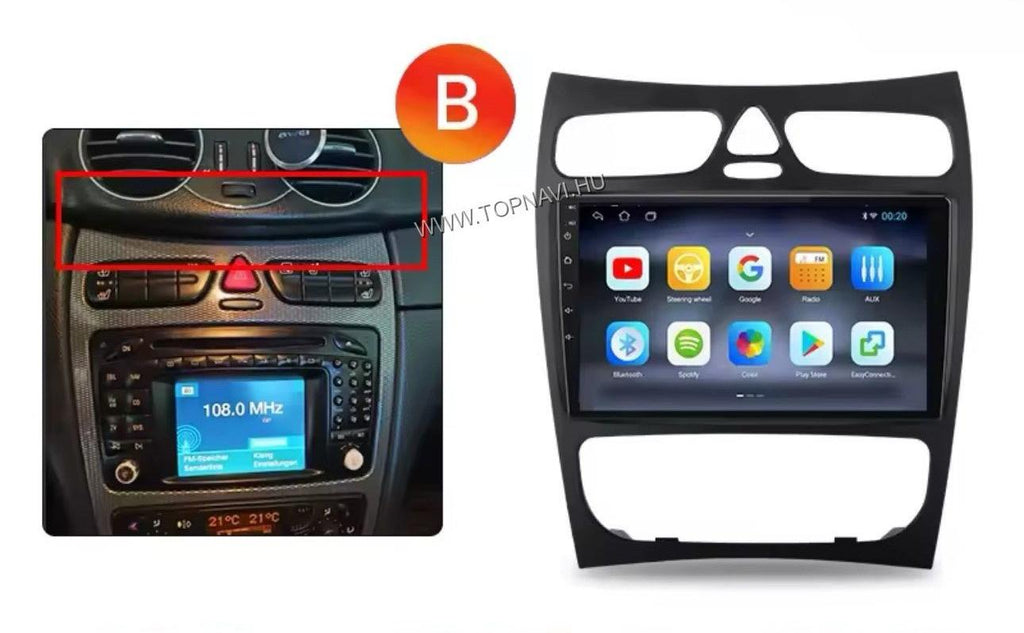 Mercedes - Benz A W168 / C W203 / CLK W209 / G W463 9" Android Multimédia Fejegység - TopNAVI