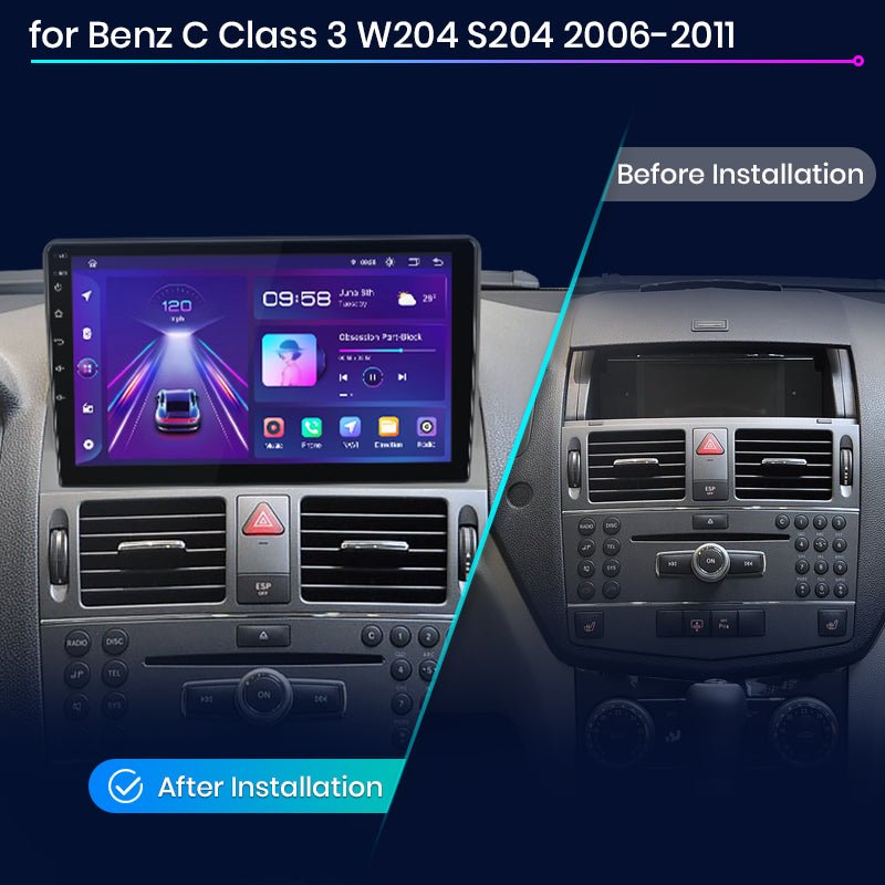 Mercedes Benz W204 C osztály 2008 - 2014 Android Multimédia fejegység autórádió, hifi, rádió és fejegység nagy kijelzővel, CarPlay, Android autó, Wifi és Bluetooth támogatással,