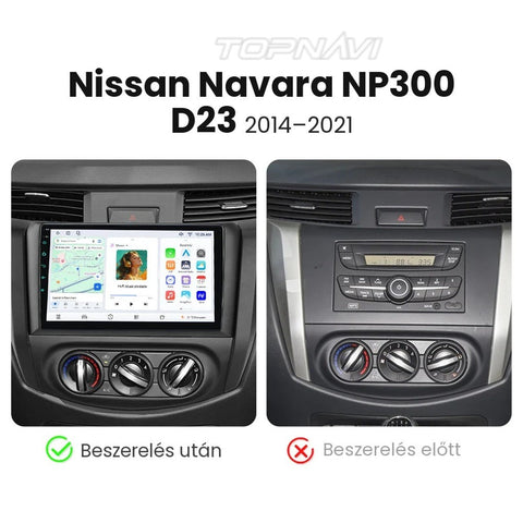 Nissan Navara NP300 (D23) 2014- 2021 9" Android multimédia autórádió érintőkijelzős fejegység – másik nézet
