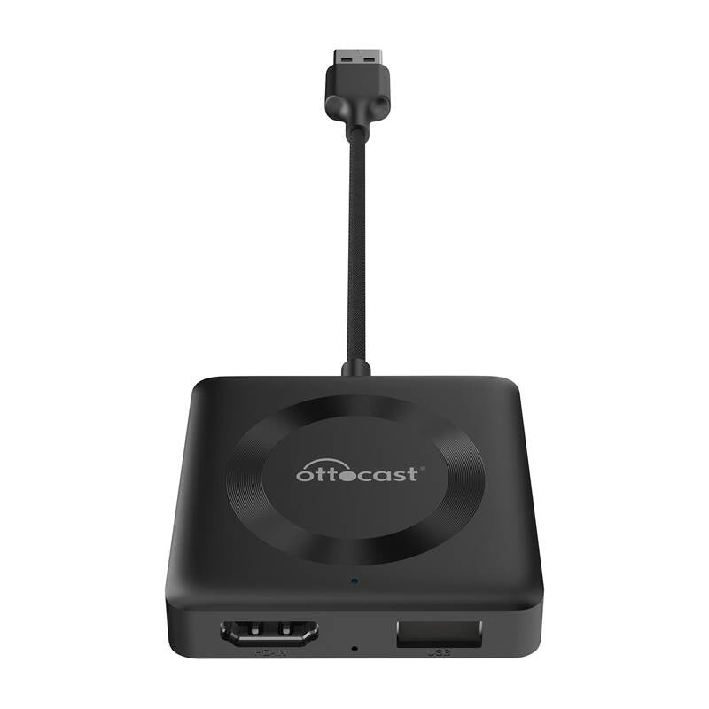 Ottocast CA361-C4 adapter felülnézetből, USB-C kábellel