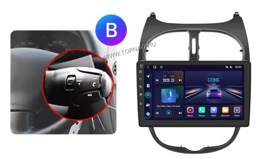 Peugeot 206 1998 - 2010 9" Android Multimédia fejegység - TopNAVI