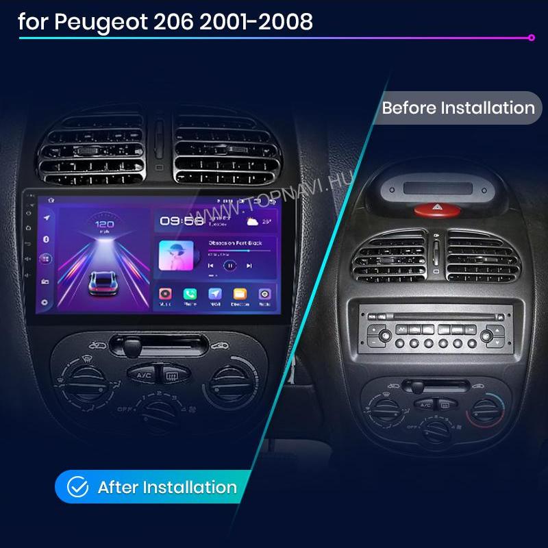 Peugeot 206 1998 - 2010 9" Android Multimédia fejegység - TopNAVI