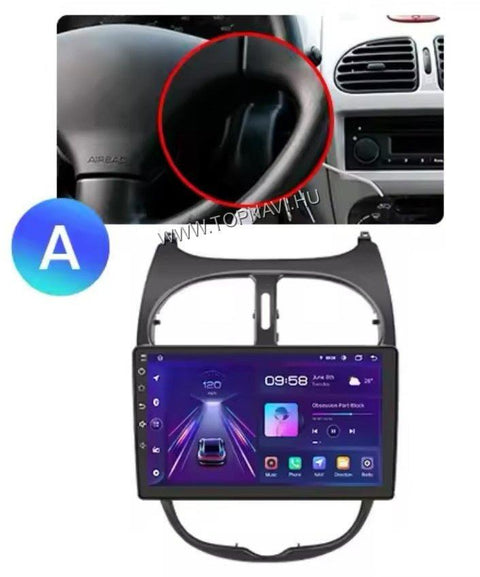 Peugeot 206 1998 - 2010 9" Android Multimédia fejegység - TopNAVI
