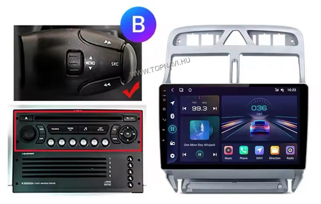 Peugeot 307 2001 - 2008 9" Audio Android Multimédia fejegység - TopNAVI