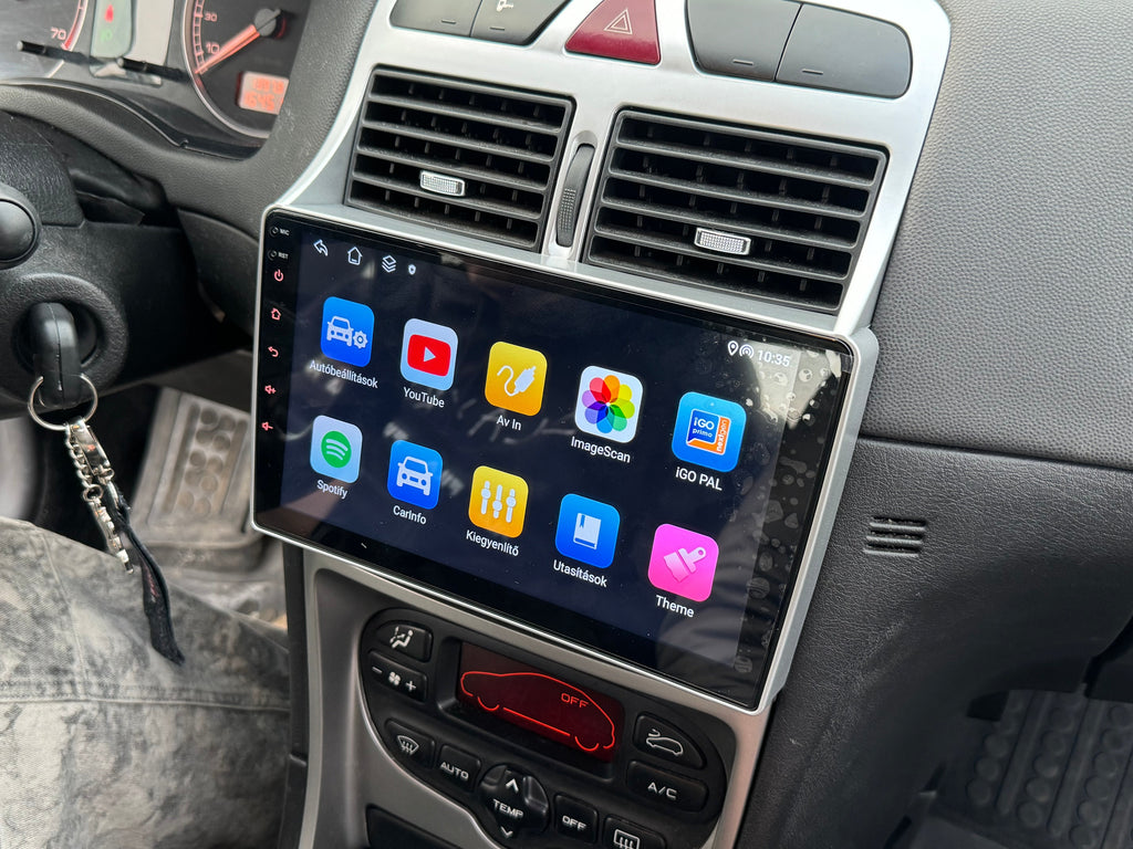 Peugeot 307 2001 - 2008 9" Audio Android Multimédia fejegység autórádió, hifi, rádió és fejegység nagy kijelzővel, CarPlay, Android autó, Wifi és Bluetooth támogatással,
