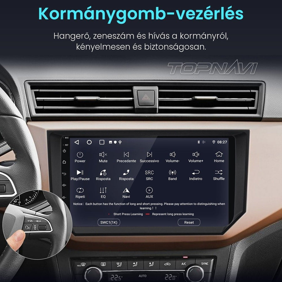 Seat Ibiza 5 (6F) 9" Android fejegység kormánygomb-vezérléssel, beszerelve - TOPNAVI