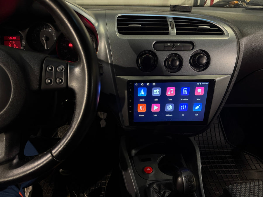 Seat Leon 2/ Toledo 3 9" Android Multimédia fejegység autórádió, hifi, rádió és fejegység nagy kijelzővel, CarPlay, Android autó, Wifi és Bluetooth támogatással,