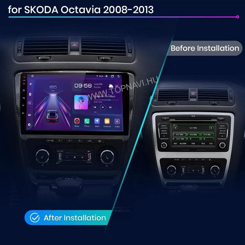 Skoda Octavia 2, A5 2004 - 2013 10.1" Android Multimédia fejegység - TopNAVI