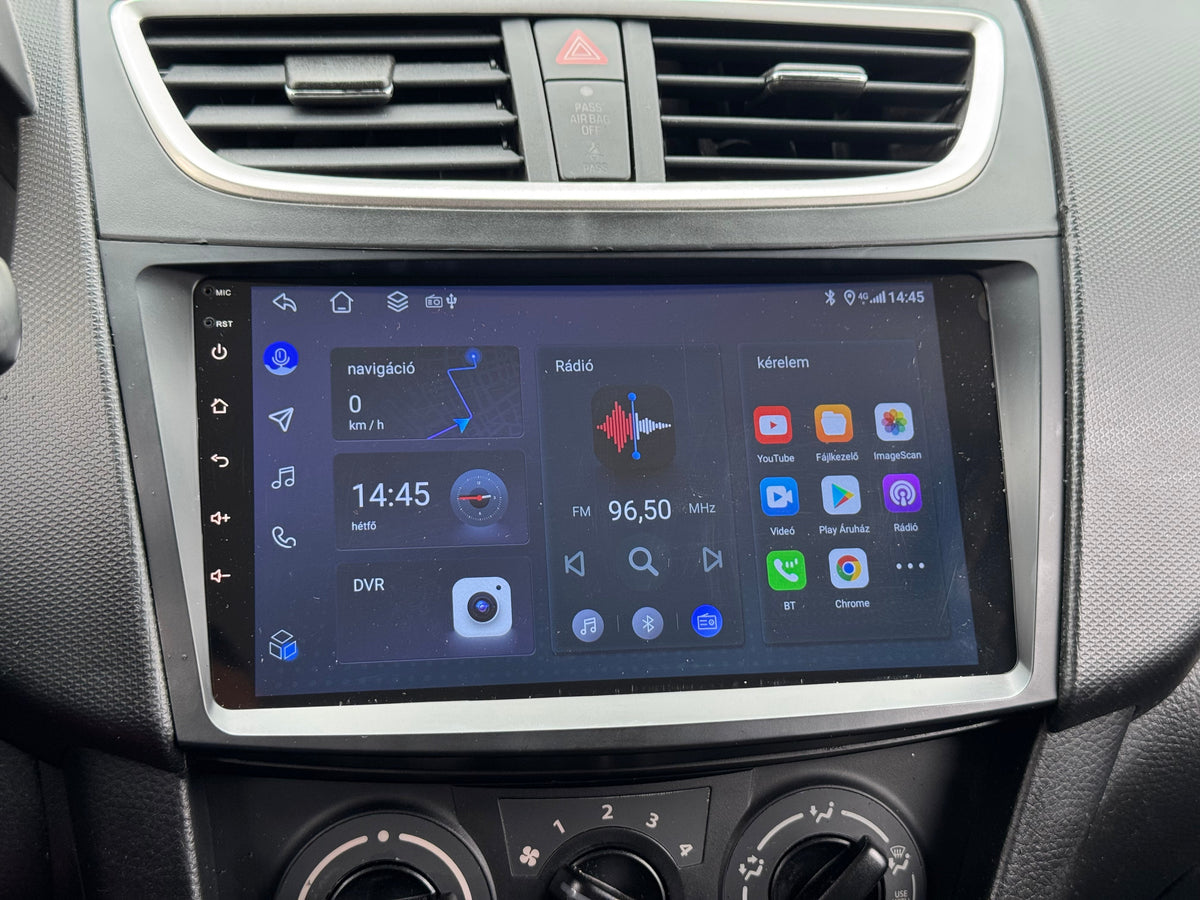 Suzuki Swift 3 2010 - 2017 9" Android Multimédia fejegység autórádió, hifi, rádió és fejegység nagy kijelzővel, CarPlay, Android autó, Wifi és Bluetooth támogatással,