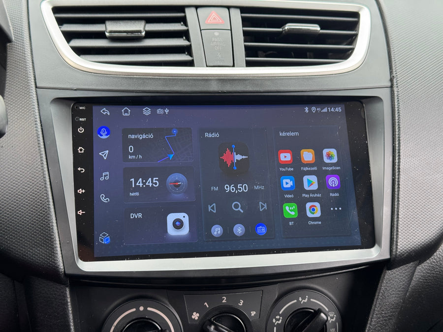 Suzuki Swift 3 2010 - 2017 9" Android Multimédia fejegység autórádió, hifi, rádió és fejegység nagy kijelzővel, CarPlay, Android autó, Wifi és Bluetooth támogatással,