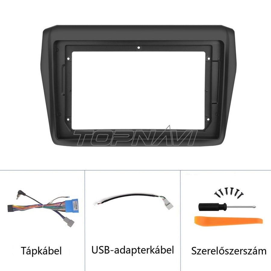 Suzuki Swift 4 9" beépítőkeret tápkábellel, USB-adapterkábellel és szerelőszerszámmal - TOPNAVI