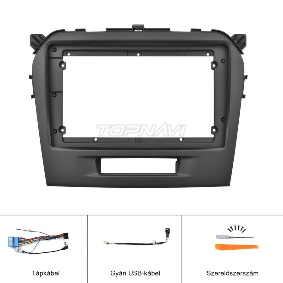 Suzuki Vitara 9" beépítőkeret tápkábellel, gyári USB-kábellel és szerelőszerszámmal - TOPNAVI