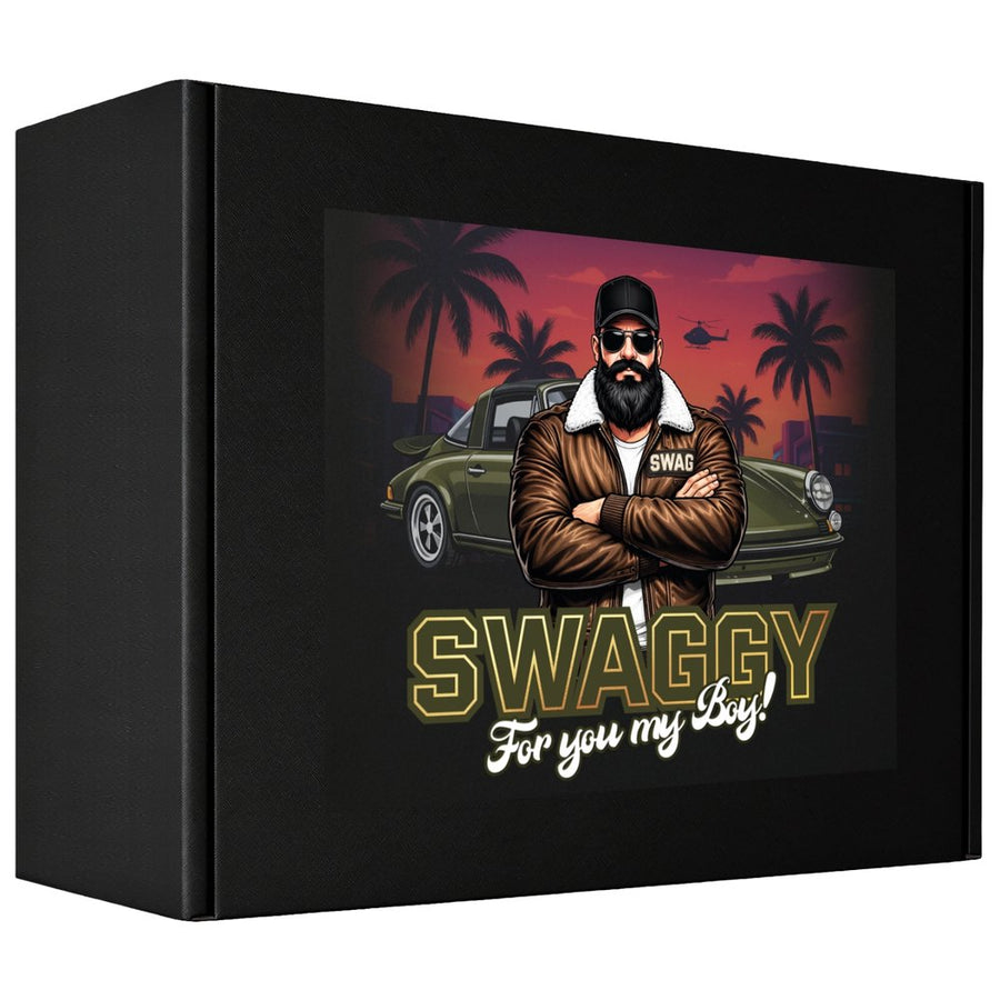 SWAG Gift Box For Men – fekete „SWAGGY For you my Boy!” ajándékdoboz