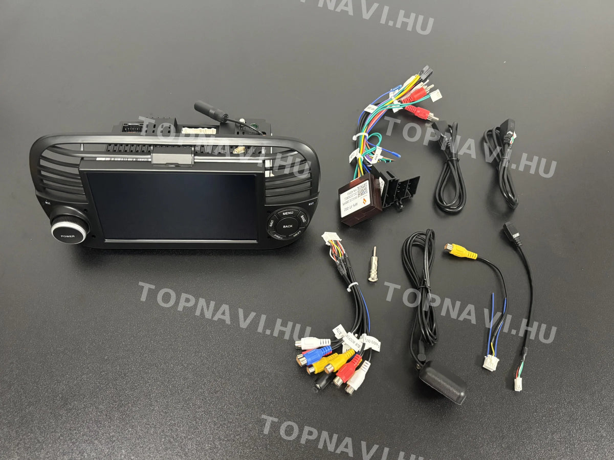 Fiat, Abarth 500 2007-2015 Fekete 7" Android Multimédia fejegység - Eleje